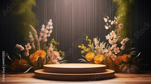 Wallpaper Mural podium in Natural green background for Empty show for packaging product presentation Torontodigital.ca