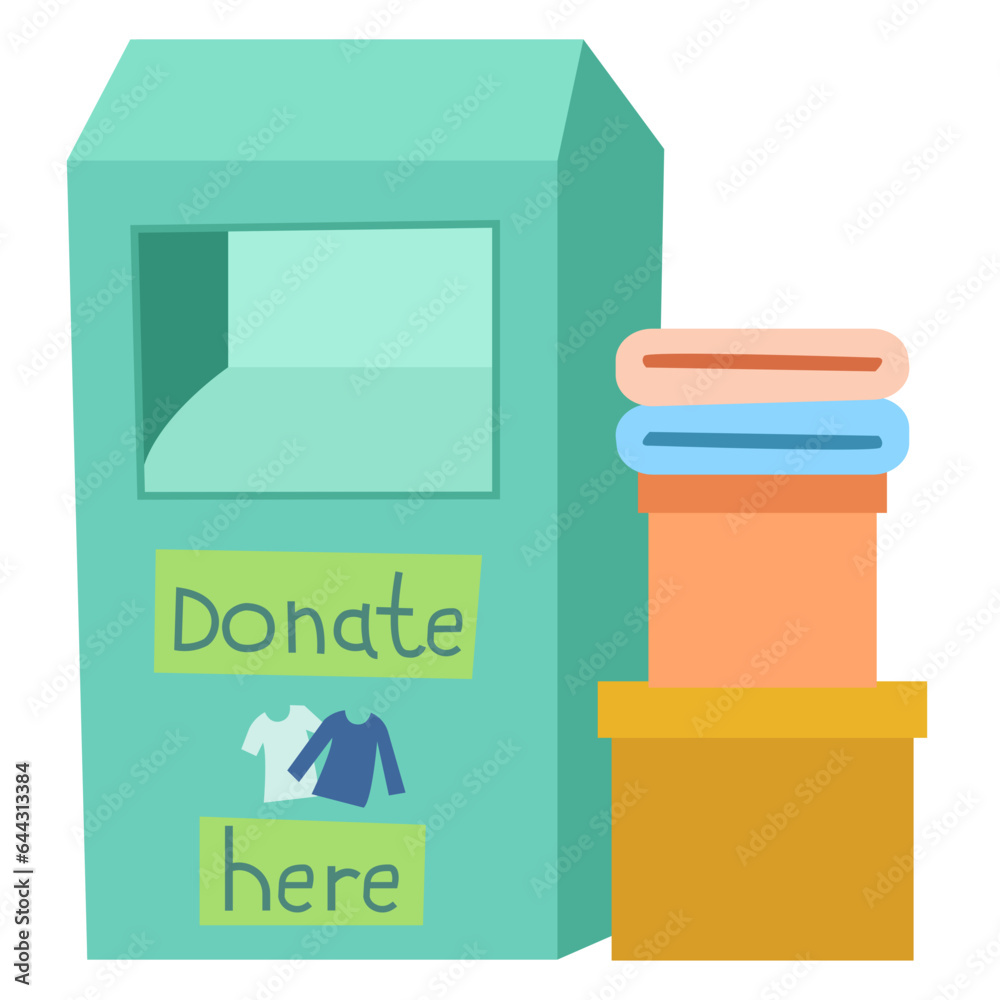 Clothing donation bin flat illustration Clothing donation bin flat illustration