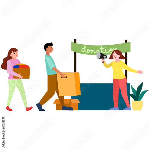 Charity community flat illustration