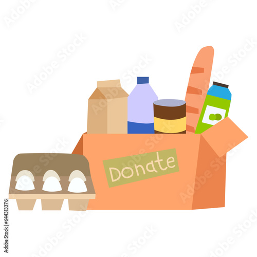 Food donation box flat illustration