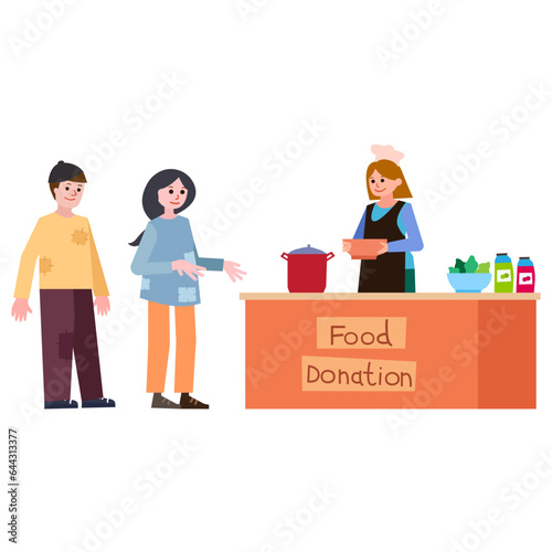 Food donation flat illustration