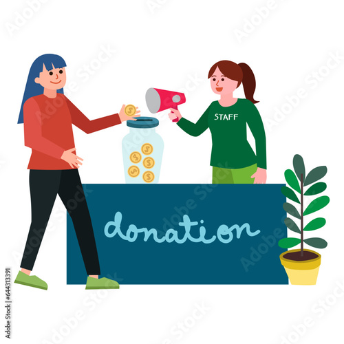 Money donation flat illustration