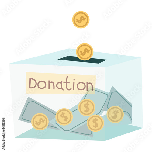 Money donation box flat illustration