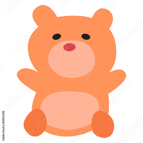 Teddy bear doll flat illustration