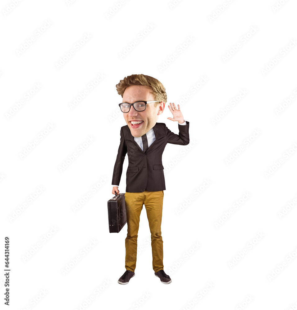 Digital png photo of smiling caucasian businessman with big head on transparent background Digital png photo of smiling caucasian businessman with big head on transparent background