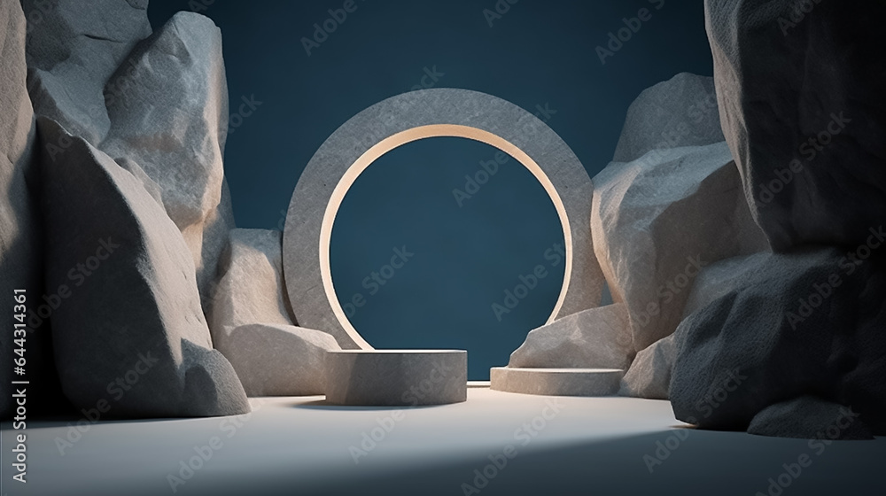 geometric Stone and Rock shape background, mockup for podium display or showcase