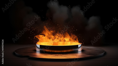 podium modern product showcase burning
