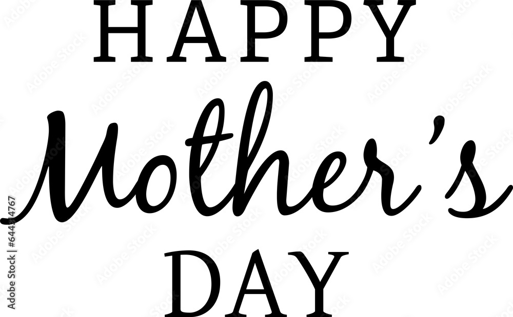 Digital png illustration of happy mother's day text in black on transparent background