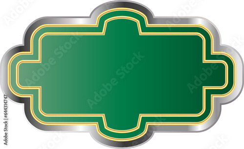 Digital png illustration of green and gold frame on transparent background