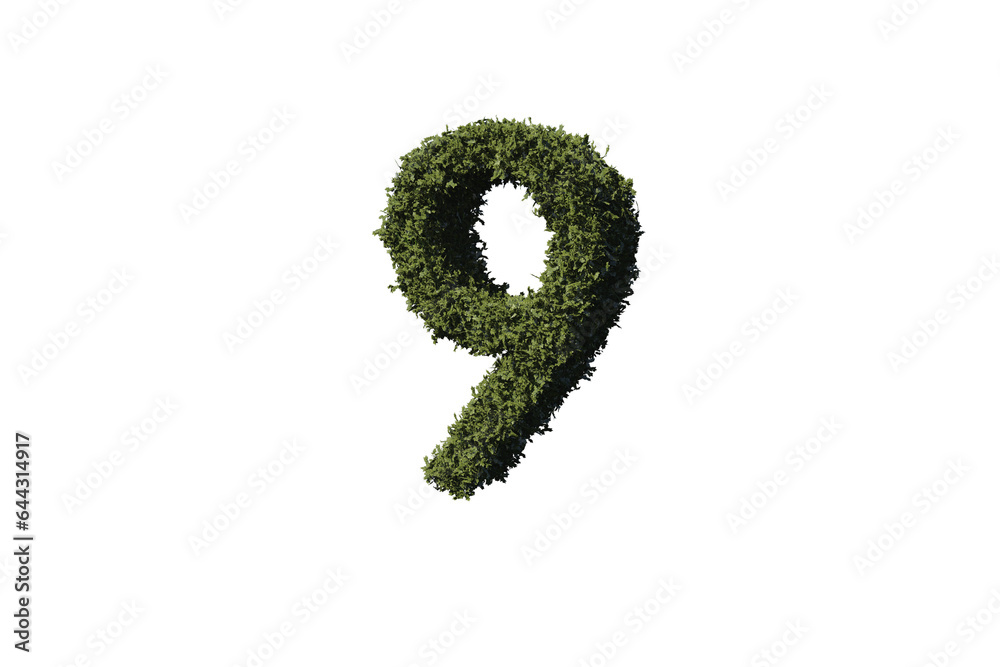 Digital png illustration of 9 number text of leaves on transparent background Digital png illustration of 9 number text of leaves on transparent background