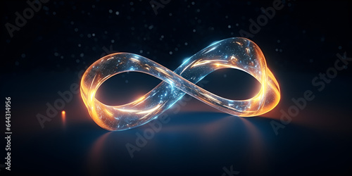 Glowing neon infinity symbol in the night generative ai infinity eternity infinite endless loop symbols . Glowing Neon Infinity Symbol