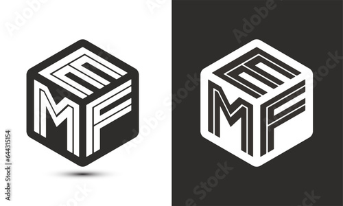 EMF letter logo design with illustrator cube logo, vector logo modern alphabet font overlap style.