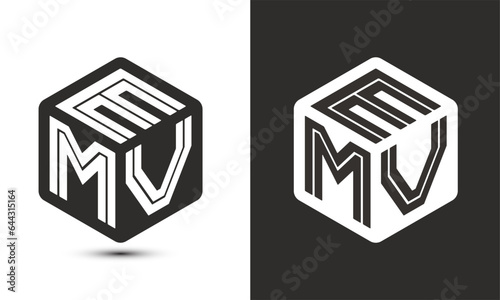 EMV letter logo design with illustrator cube logo, vector logo modern alphabet font overlap style.