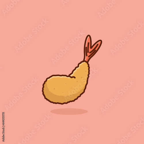 Shrimp tempura food floating simple cartoon vector illustration food concept icon isolated