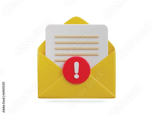 3d spam email envelope icon illustration	