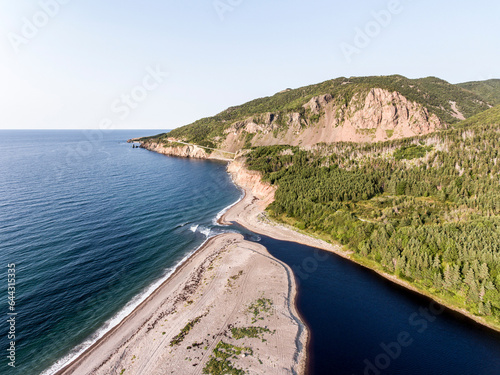 Billede på lærred A panoramic view of the Cape Breton Island Coast line cliff scenic Cabot Trail r