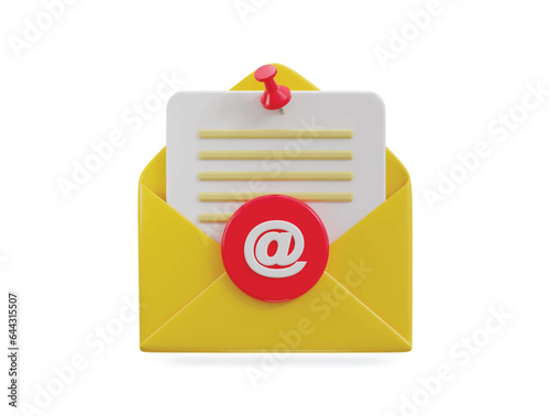yellow email envelope 3d vector icon