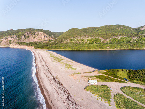 Fotobehang A panoramic view of the Cape Breton Island Coast line cliff scenic Cabot Trail r