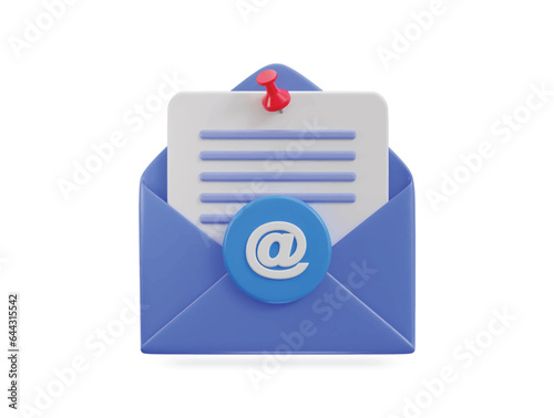 purple email envelope 3d vector icon