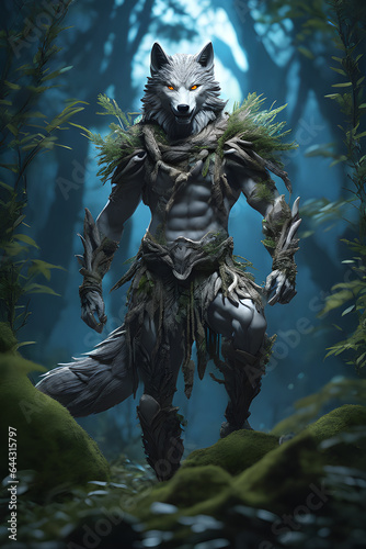 Wolf man guardian of the deep forest
