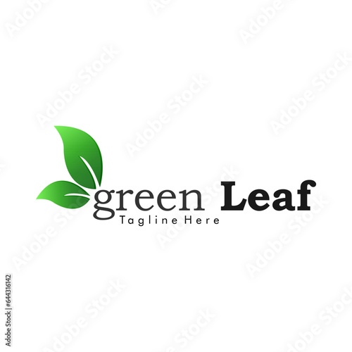 Green Leaf Vector Logo Symbolizing Company Growth