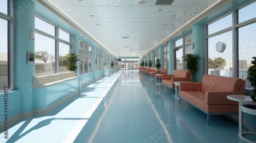 Hospital waiting room and corridor. © visoot