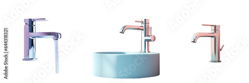 Isolated faucet in modern bathroom transparent background photo