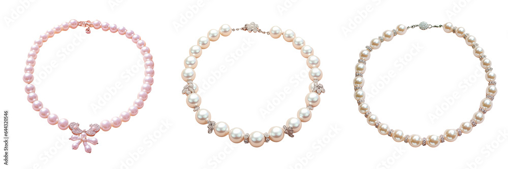 Fototapeta premium Pearl necklace on transparent background backdrop