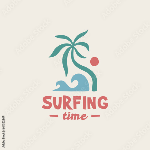 Vintage surf logo design template for surf club, surf shop, surf merch.
