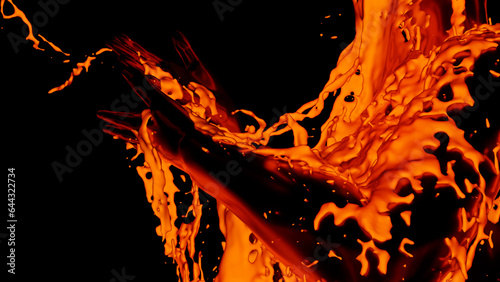 3d render Sexy young dark woman, fluid animation flowing through the body of the girl
