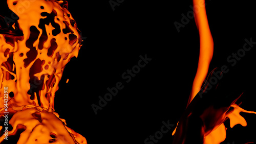 3d render Sexy young dark woman, fluid animation flowing through the body of the girl