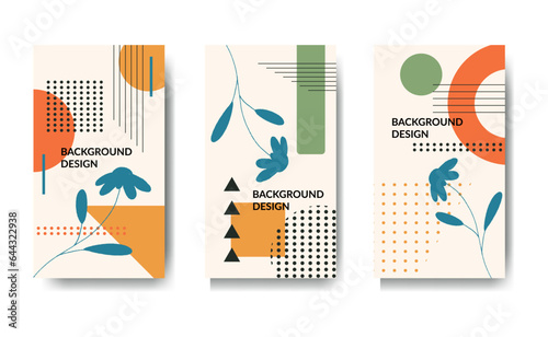Trendy Template for Social Networks Stories with Abstract Form and Flora Vector Layout