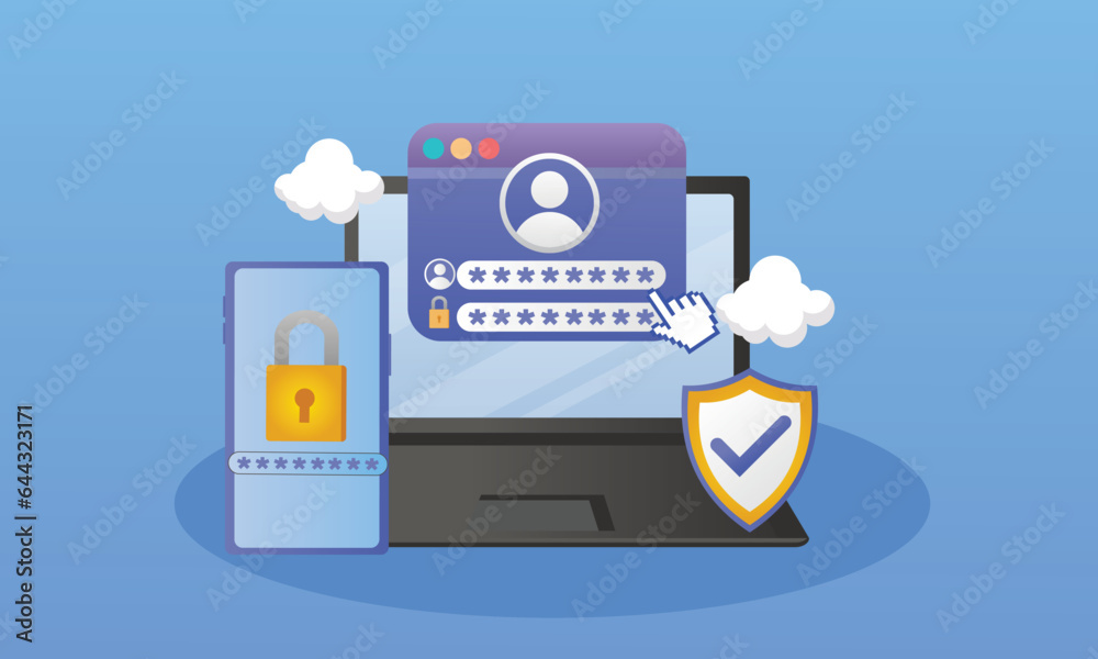 Secure Password Verification with Two-Factor Authentication SMS notification.on blue background.Vector Design Illustration. Secure Password Verification with Two-Factor Authentication SMS notification.on blue background.Vector Design Illustration.
