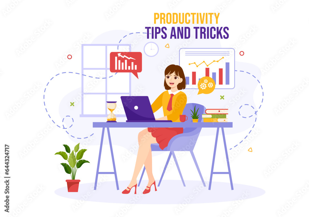 Productivity Tips and Trick Vector Illustration with Marketing Product for Effective Advertisement and Promotion Campaign to Boost Brand Recognition Productivity Tips and Trick Vector Illustration with Marketing Product for Effective Advertisement and Promotion Campaign to Boost Brand Recognition