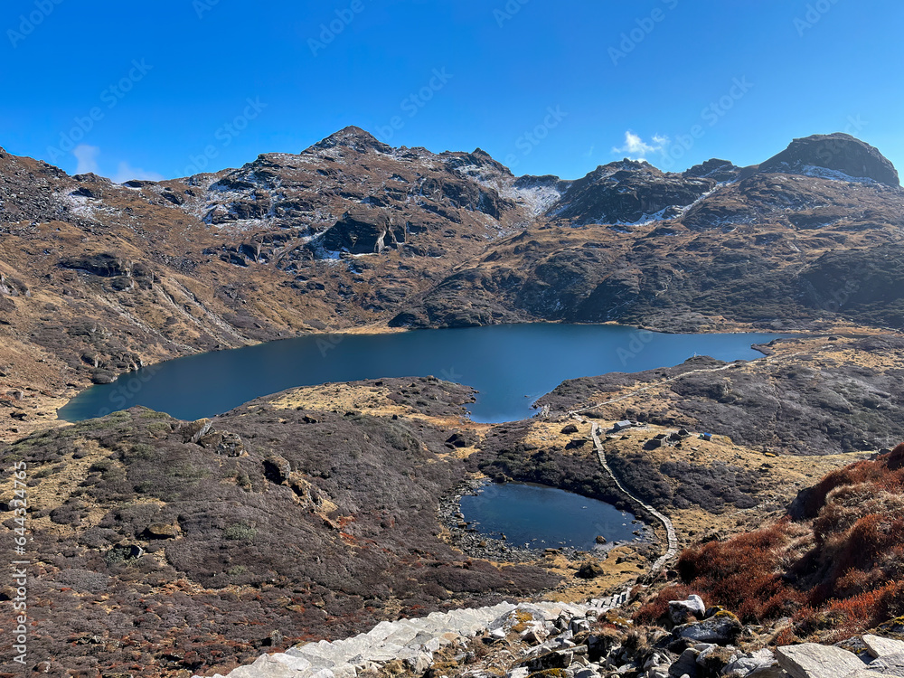 Lake in the mountains. This view was captured during the Makalu base camp trek.
