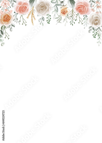 Shades of Peach, Soft Orange and White Roses Flower Frame Background