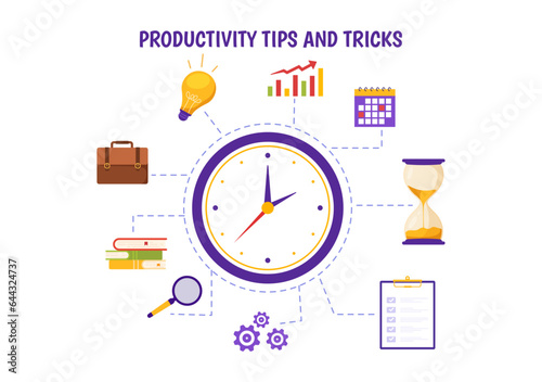 Productivity Tips and Trick Vector Illustration with Marketing Product for Effective Advertisement and Promotion Campaign to Boost Brand Recognition