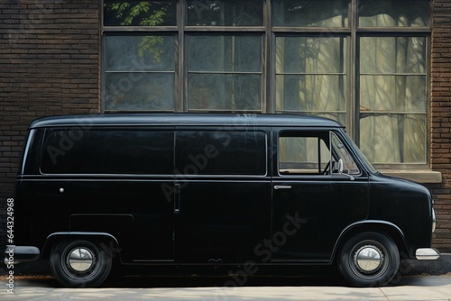 Tall black van with windows. Generative AI © Quiana