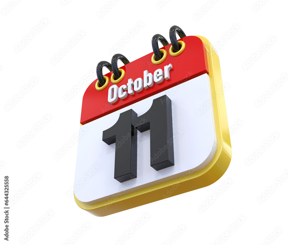 11 October Calendar 3d icon 