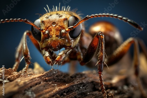 Close-up of an highly-detailed ant. Generative AI © Rhea