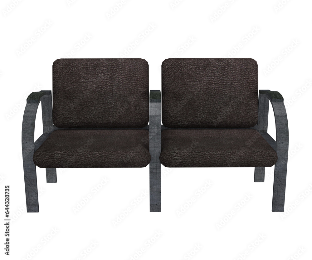 Fototapeta premium 3d rendering double chairs for waiting room