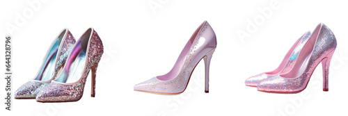 Canvas-taulu Sparkling high heeled shoes for women on a transparent background