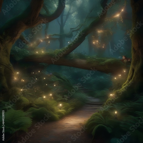 A mystical forest with enchanted creatures made of light4