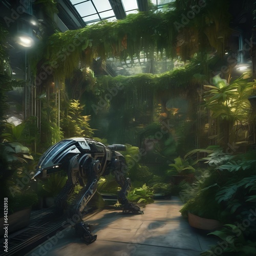 A cybernetic jungle with mechanical vines and exotic wildlife4