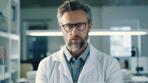 Portrait of a male doctor at a research lab dedicatedly pursuing medical breakthroughs