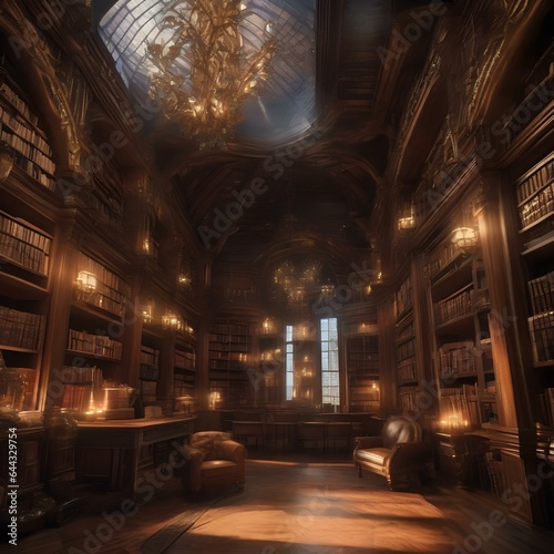 A magical library filled with books that come to life as creatures3