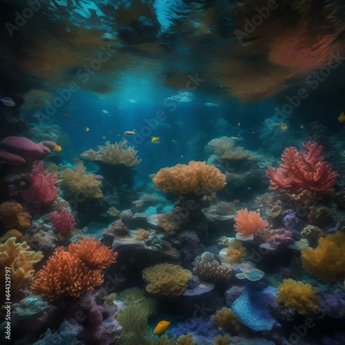 An underwater wonderland with glowing coral and sea monsters3