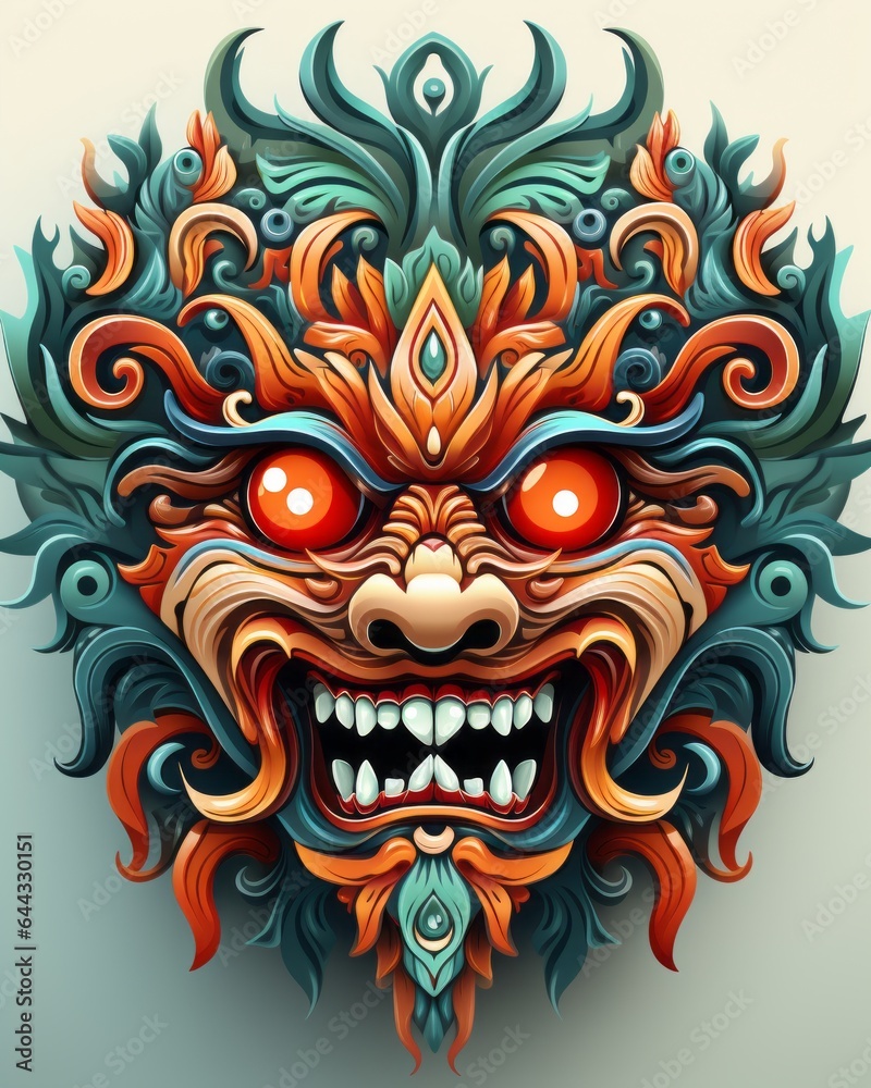 Colorful spooky monster mask isolated on plain background