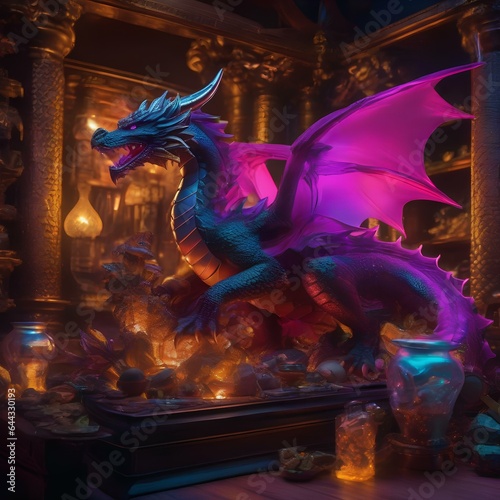 A neon-lit dragon guarding a treasure trove of digital riches3 photo