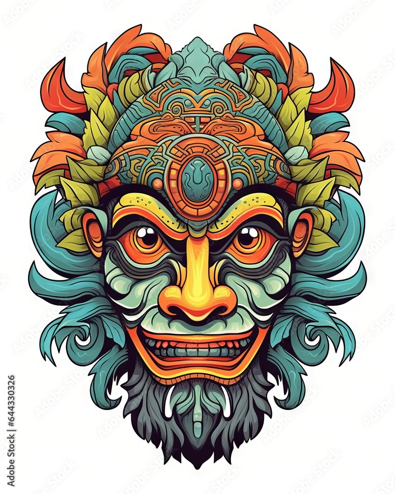 Illustration of a colorful spooky mask isolated on plain background